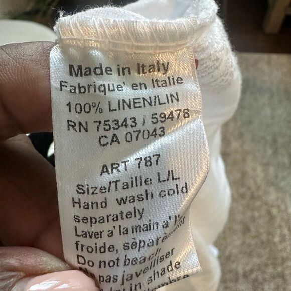 Terzo Millennio White Embroidered Linen Tunic Top L (new) - Picture 7 of 7